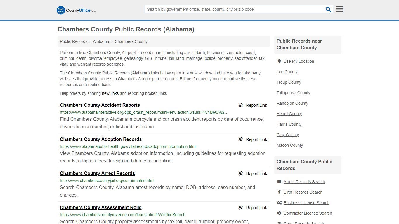 Chambers County Public Records (Alabama) - County Office