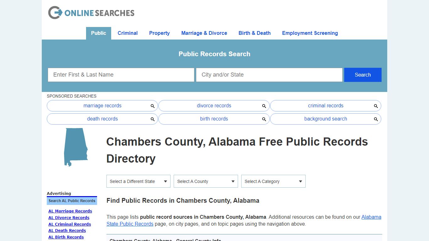 Chambers County, Alabama Public Records Directory